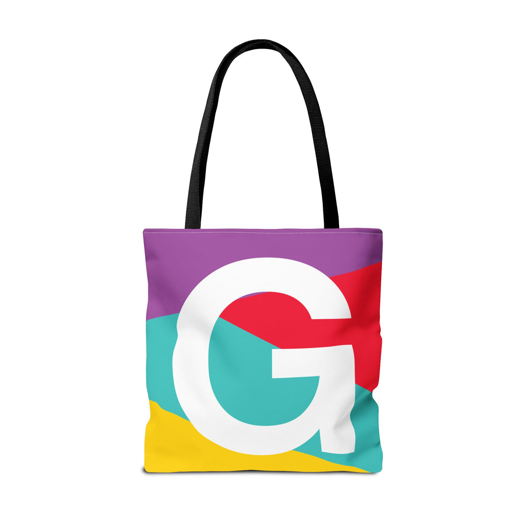 Monogram 'G' Colorblock Tote Bag — Personalized Initial G Shoulder Tote