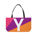 Personalized 'Y' Colorblock Tote Bag — Monogram Weekender Tote