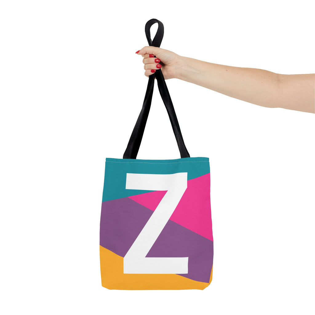 Monogram 'Z' Colorblock Tote Bag — Personalized Initial Z Shoulder Tote