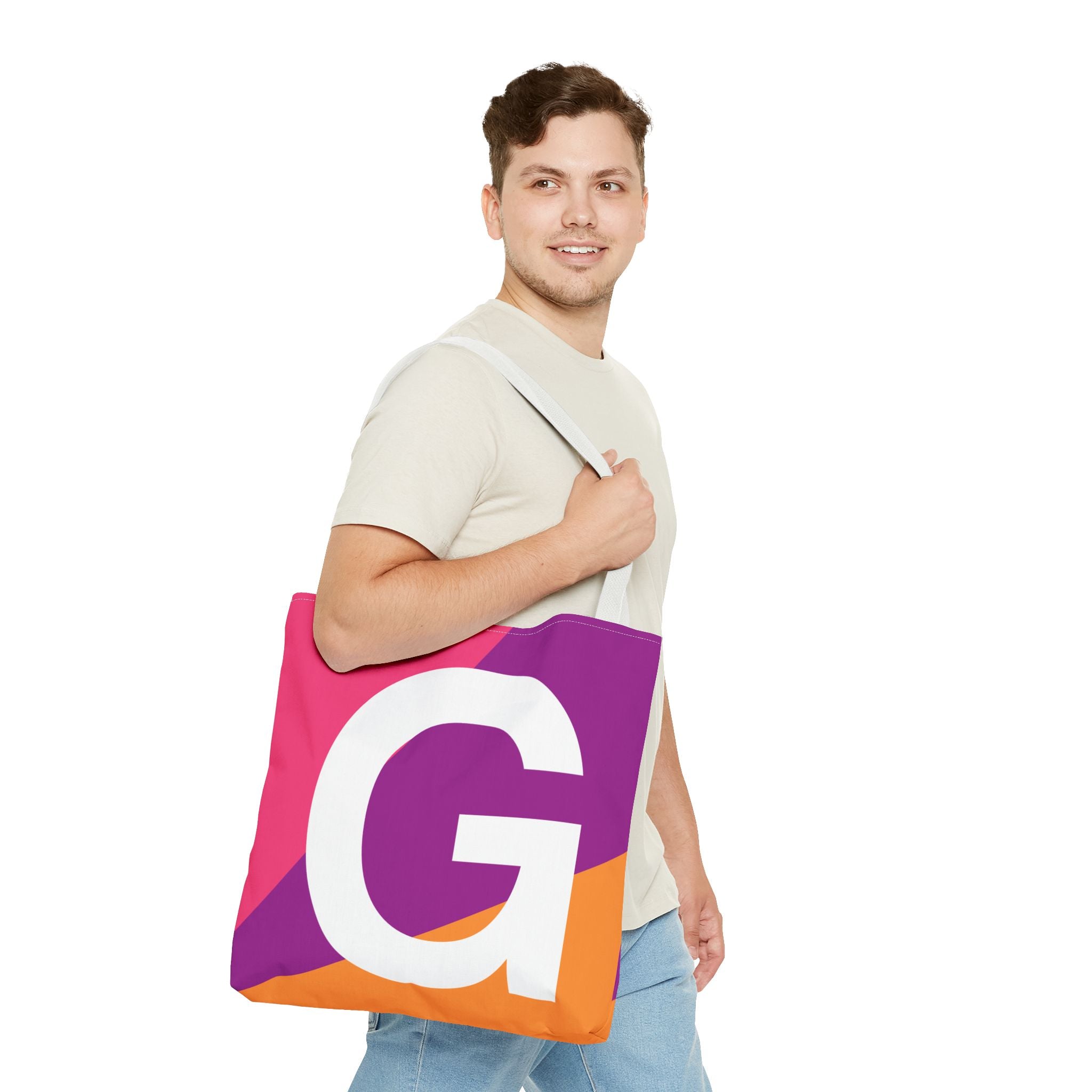 Monogram 'G' Colorblock Tote Bag — Personalized Initial G Shoulder Tote