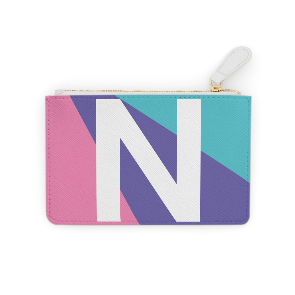 Initial N Mini Clutch — Colorblock Monogram Wristlet Wallet