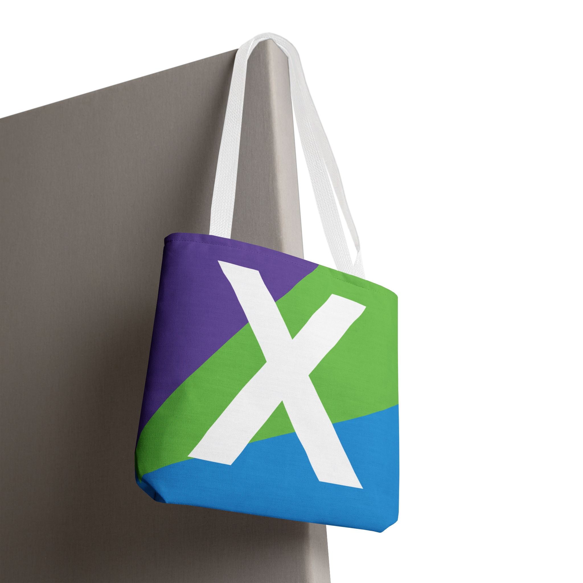 Monogram 'X' Colorblock Tote Bag — Personalized Initial X Shoulder Tote