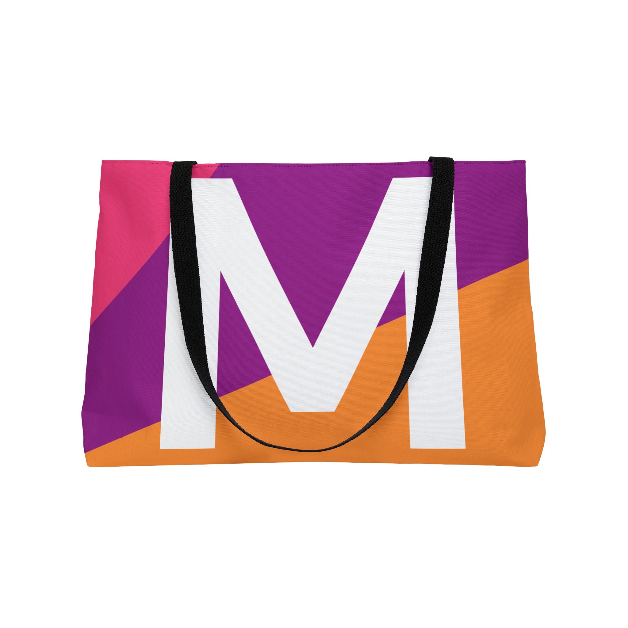 Personalized 'M' Colorblock Tote Bag — Monogram Weekender Tote
