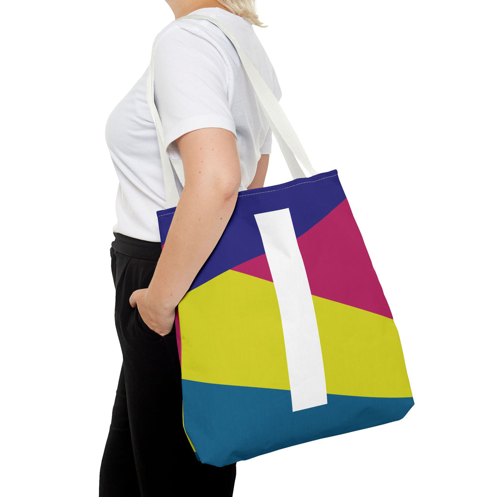 Monogram 'I' Colorblock Tote Bag — Personalized Initial I Shoulder Tote