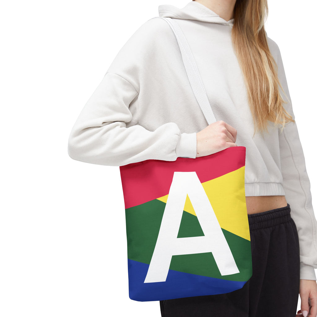 Monogram 'A' Colorblock Tote Bag — Personalized Initial A Shoulder Tote
