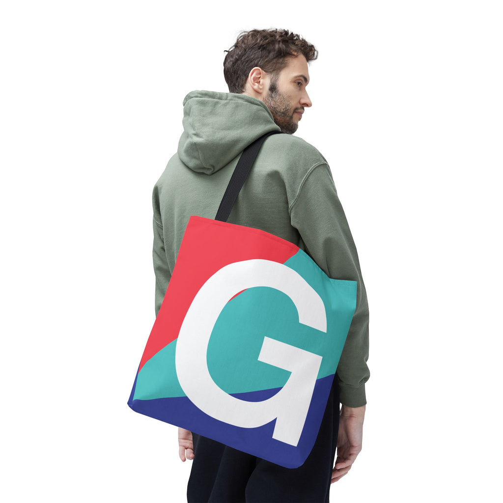 Monogram 'G' Colorblock Tote Bag — Personalized Initial G Shoulder Tote