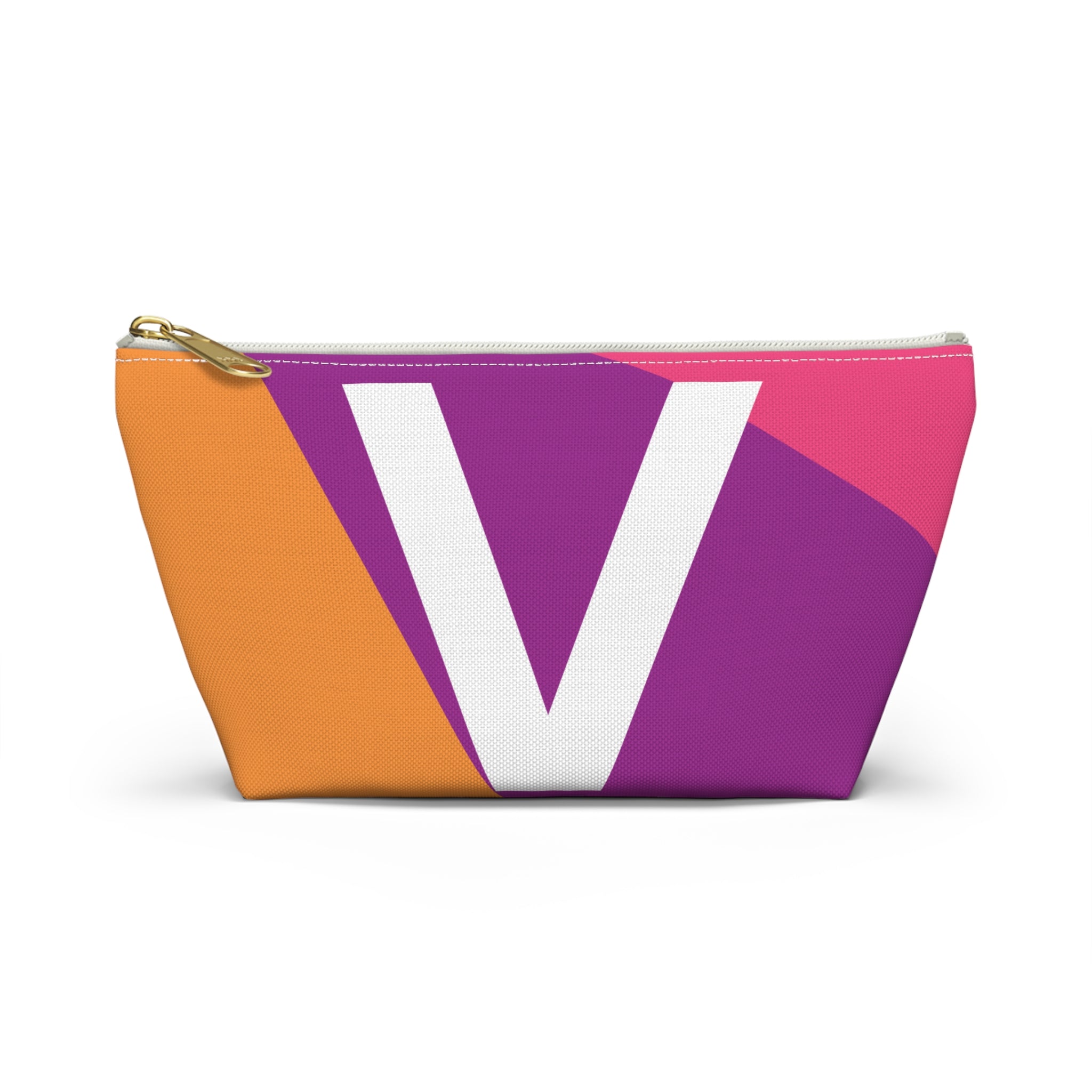 Initials Colorblock Accessory Pouch — Monogram V T-Bottom Cosmetic Bag