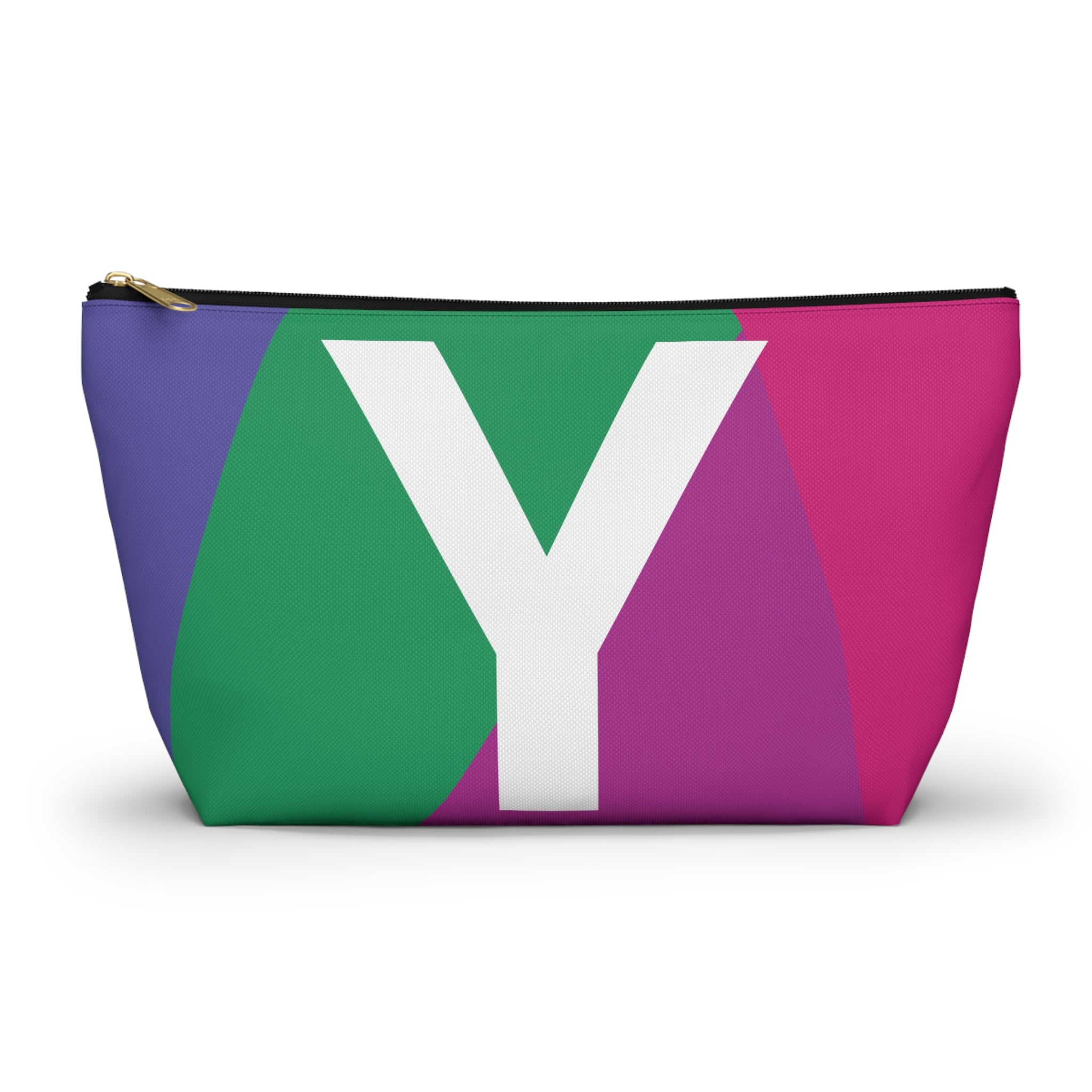 Initials Colorblock Accessory Pouch — Monogram Y T-Bottom Cosmetic Bag