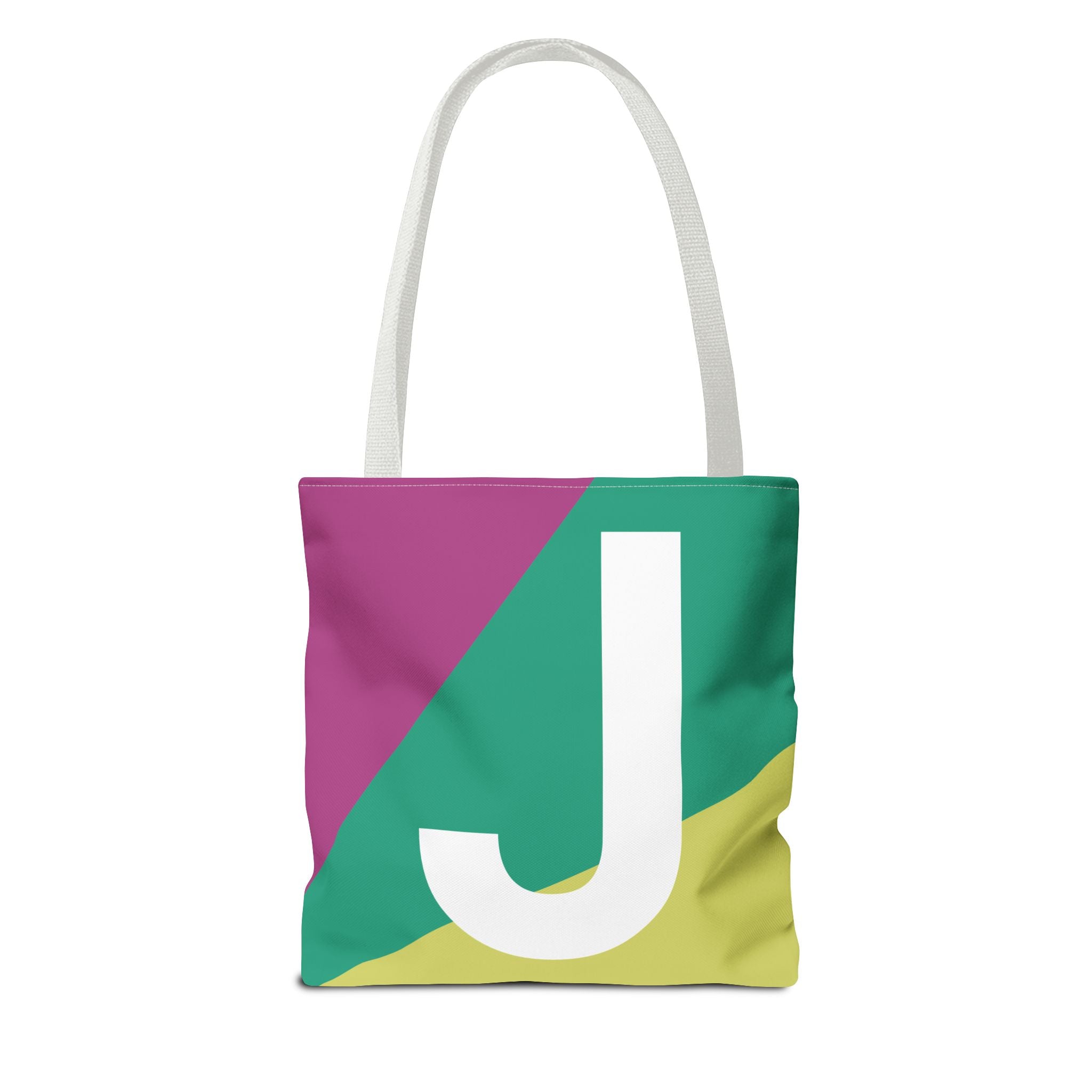 Monogram 'J' Colorblock Tote Bag — Personalized Initial J Shoulder Tote