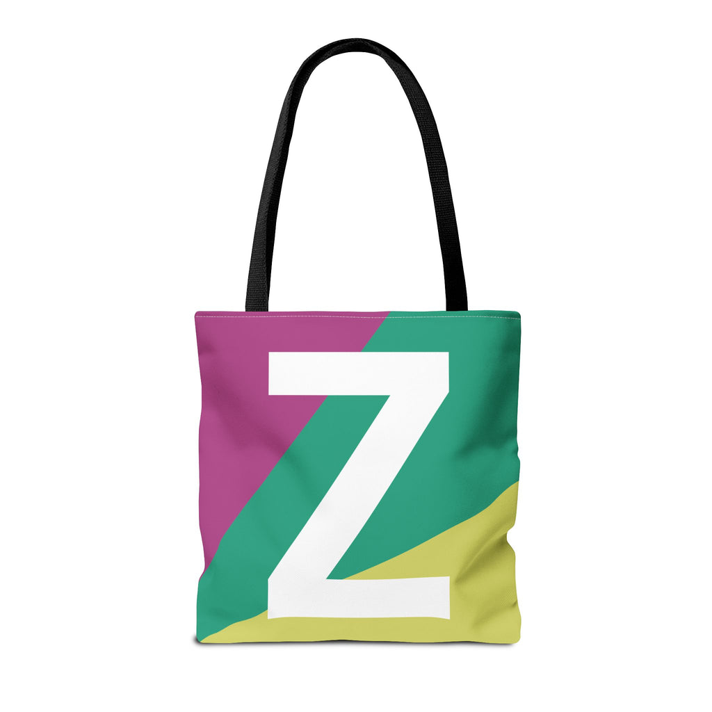 Monogram 'Z' Colorblock Tote Bag — Personalized Initial Z Shoulder Tote