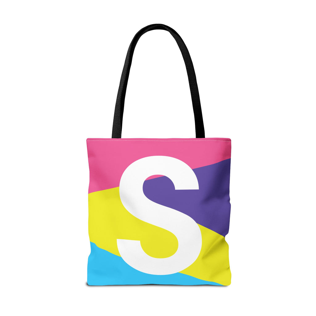 Monogram 'S' Colorblock Tote Bag — Personalized Initial S Shoulder Tote