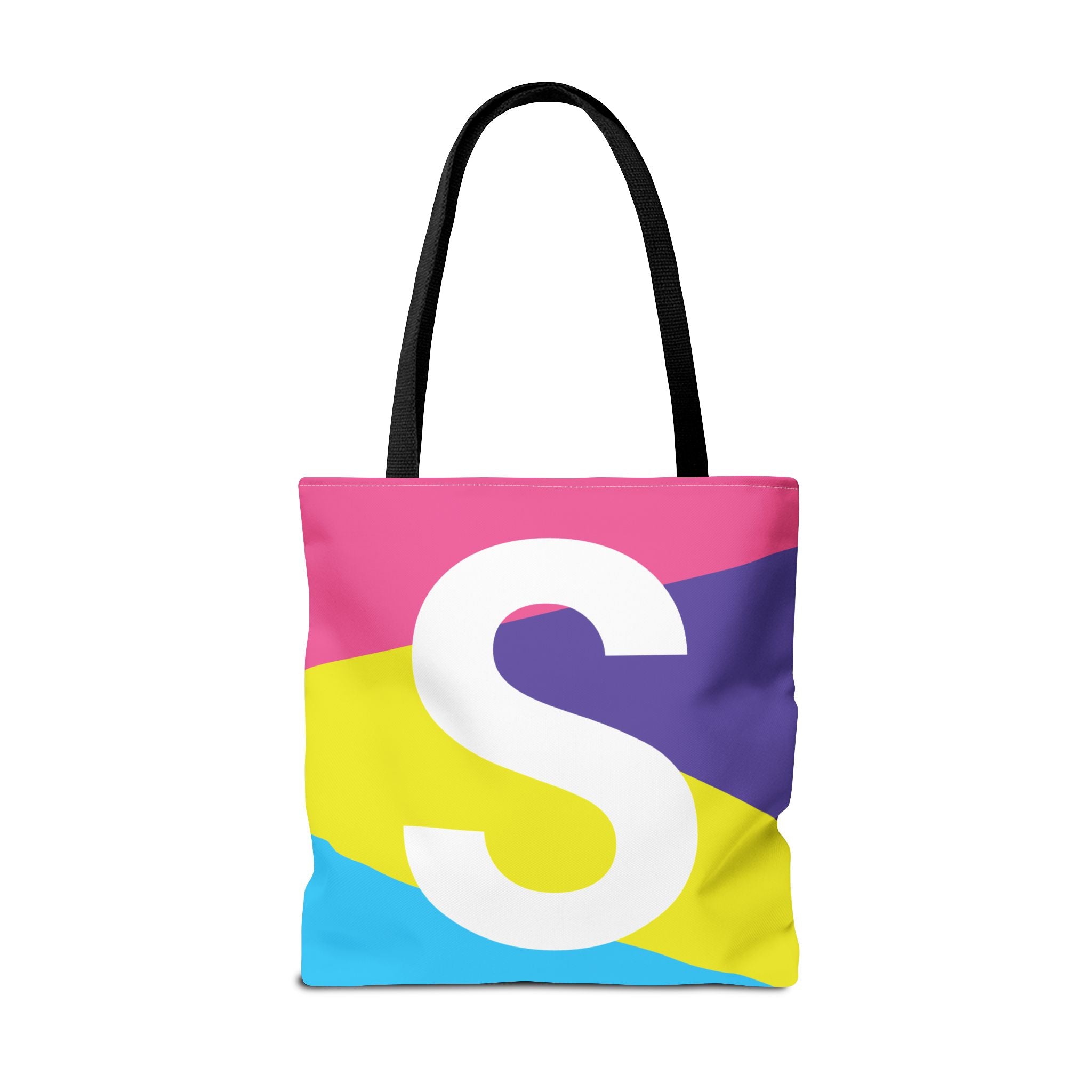 Monogram 'S' Colorblock Tote Bag — Personalized Initial S Shoulder Tote