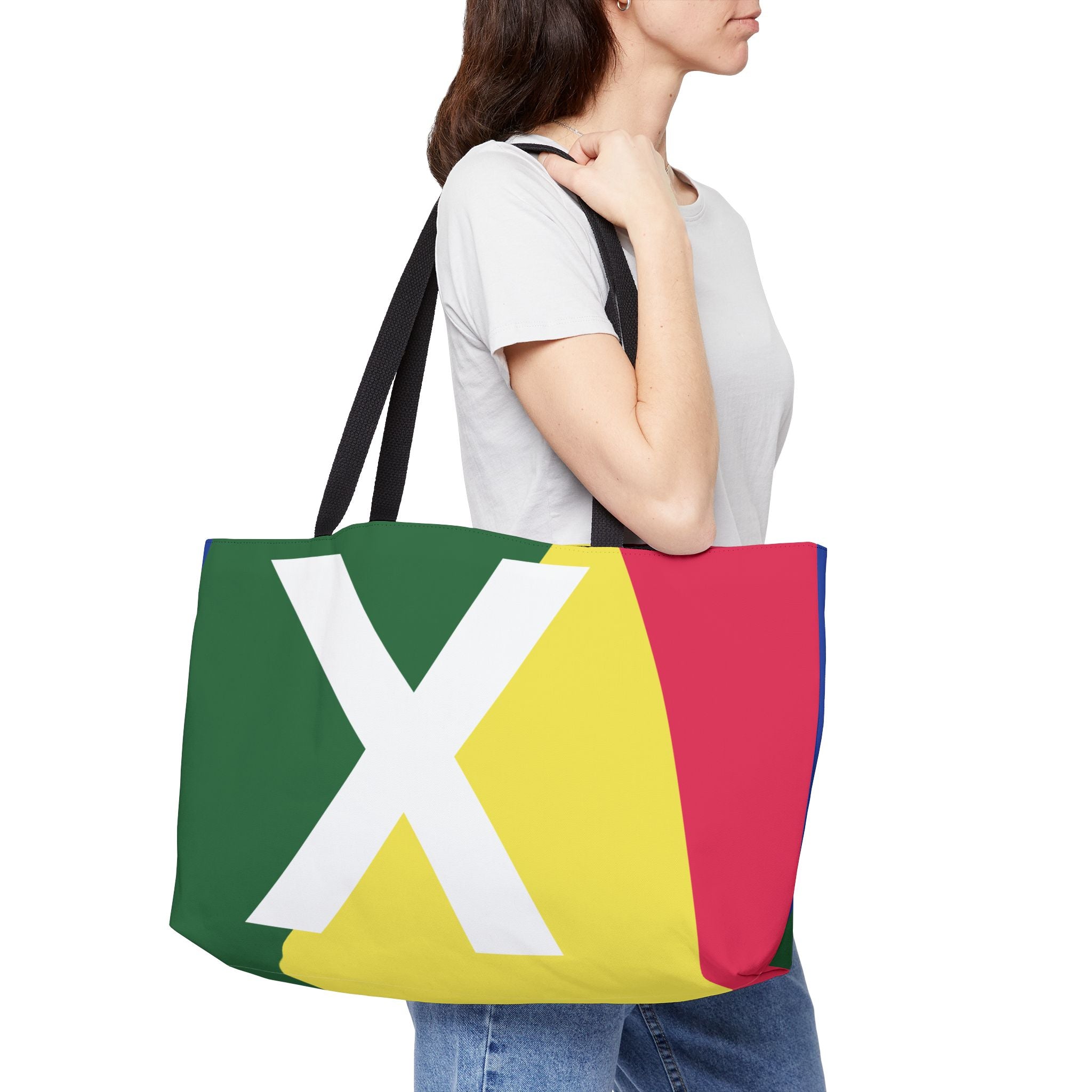 Personalized 'X' Colorblock Tote Bag — Monogram Weekender Tote