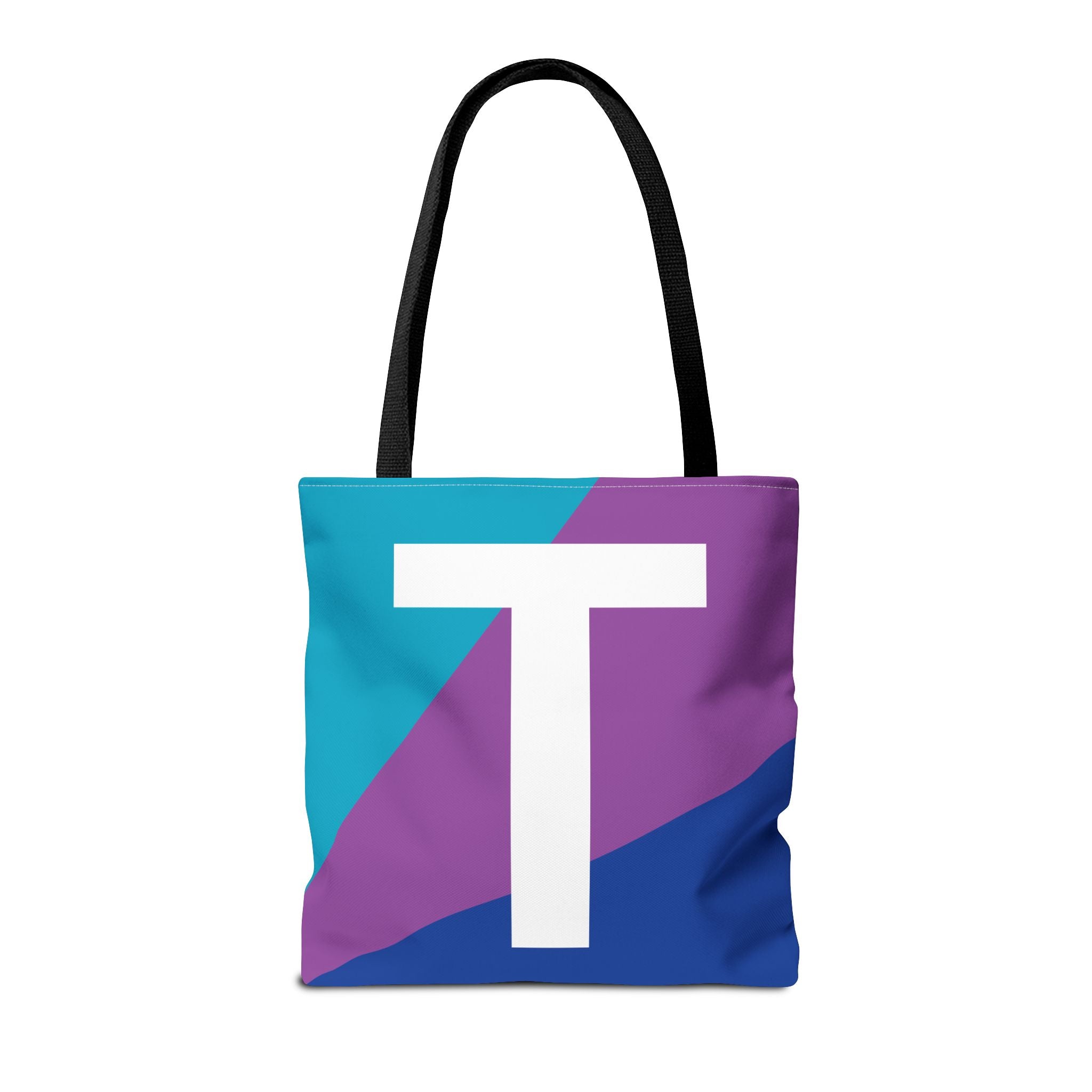 Monogram 'T' Colorblock Tote Bag — Personalized Initial T Shoulder Tote