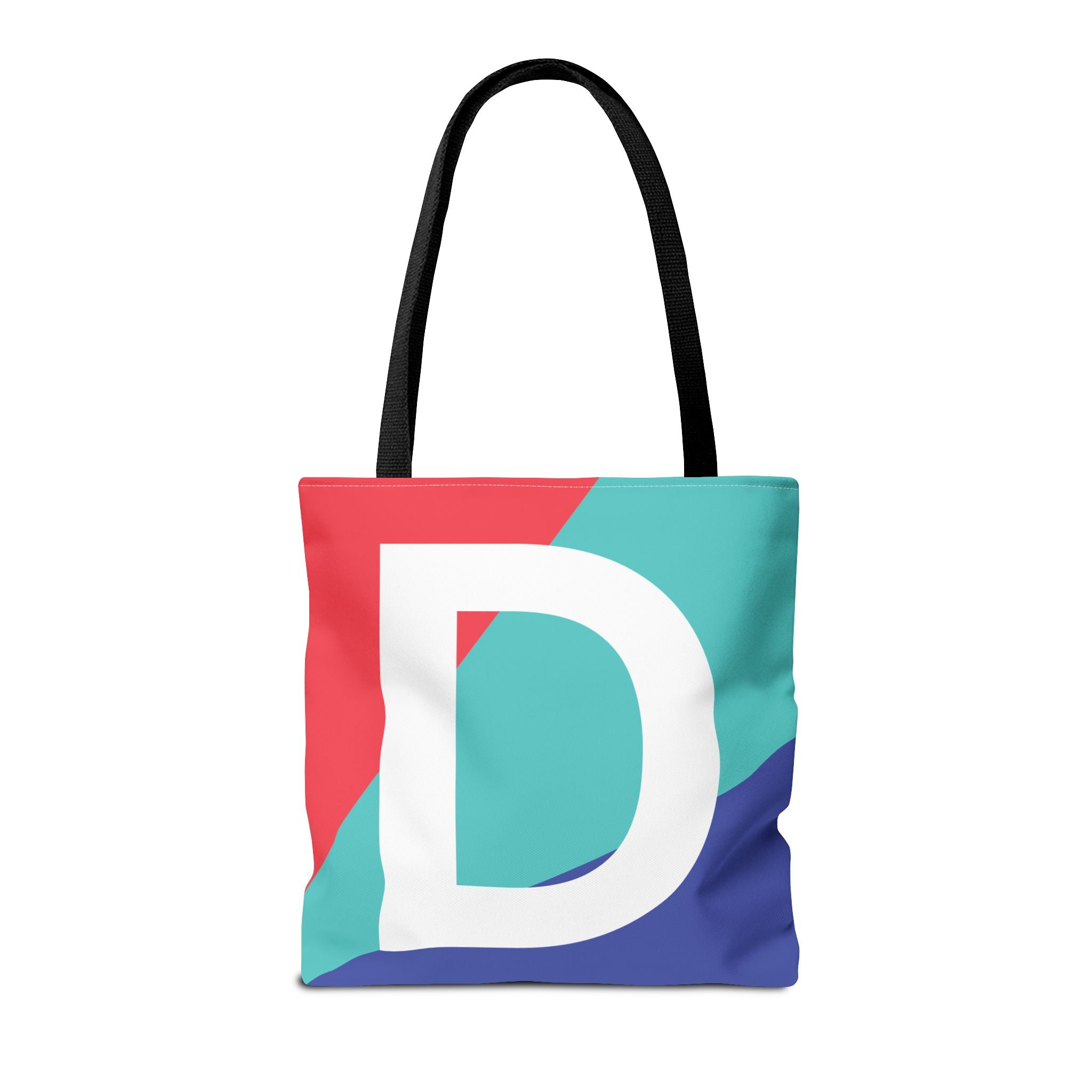 Monogram 'D' Colorblock Tote Bag — Personalized Initial D Shoulder Tote