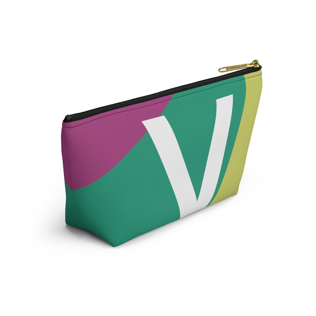 Initials Colorblock Accessory Pouch — Monogram V T-Bottom Cosmetic Bag