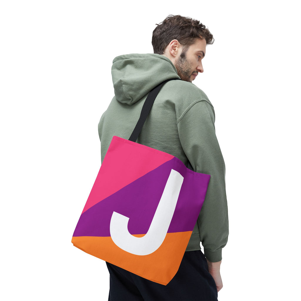 Monogram 'J' Colorblock Tote Bag — Personalized Initial J Shoulder Tote