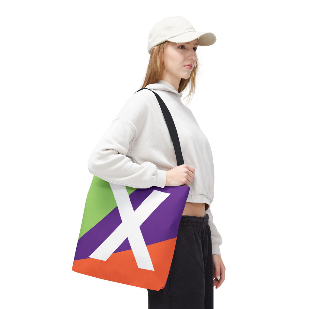Monogram 'X' Colorblock Tote Bag — Personalized Initial X Shoulder Tote