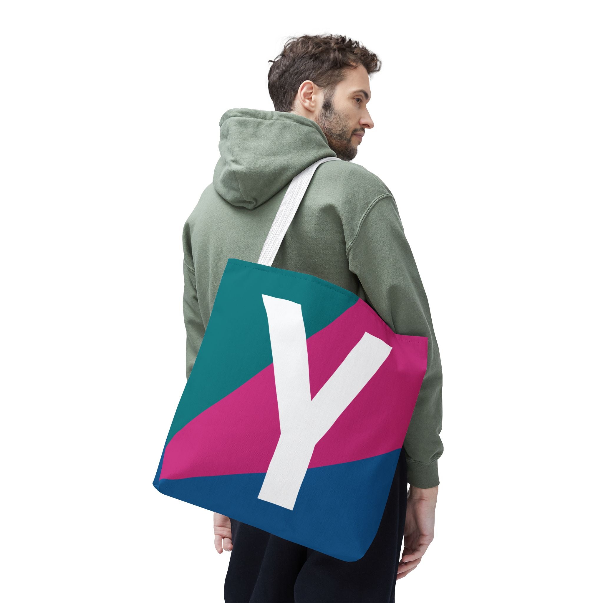 Monogram 'Y' Colorblock Tote Bag — Personalized Initial Y Shoulder Tote