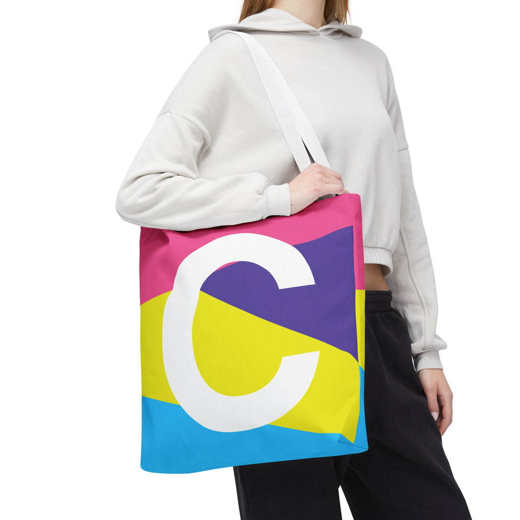 Monogram 'C' Colorblock Tote Bag — Personalized Initial C Shoulder Tote