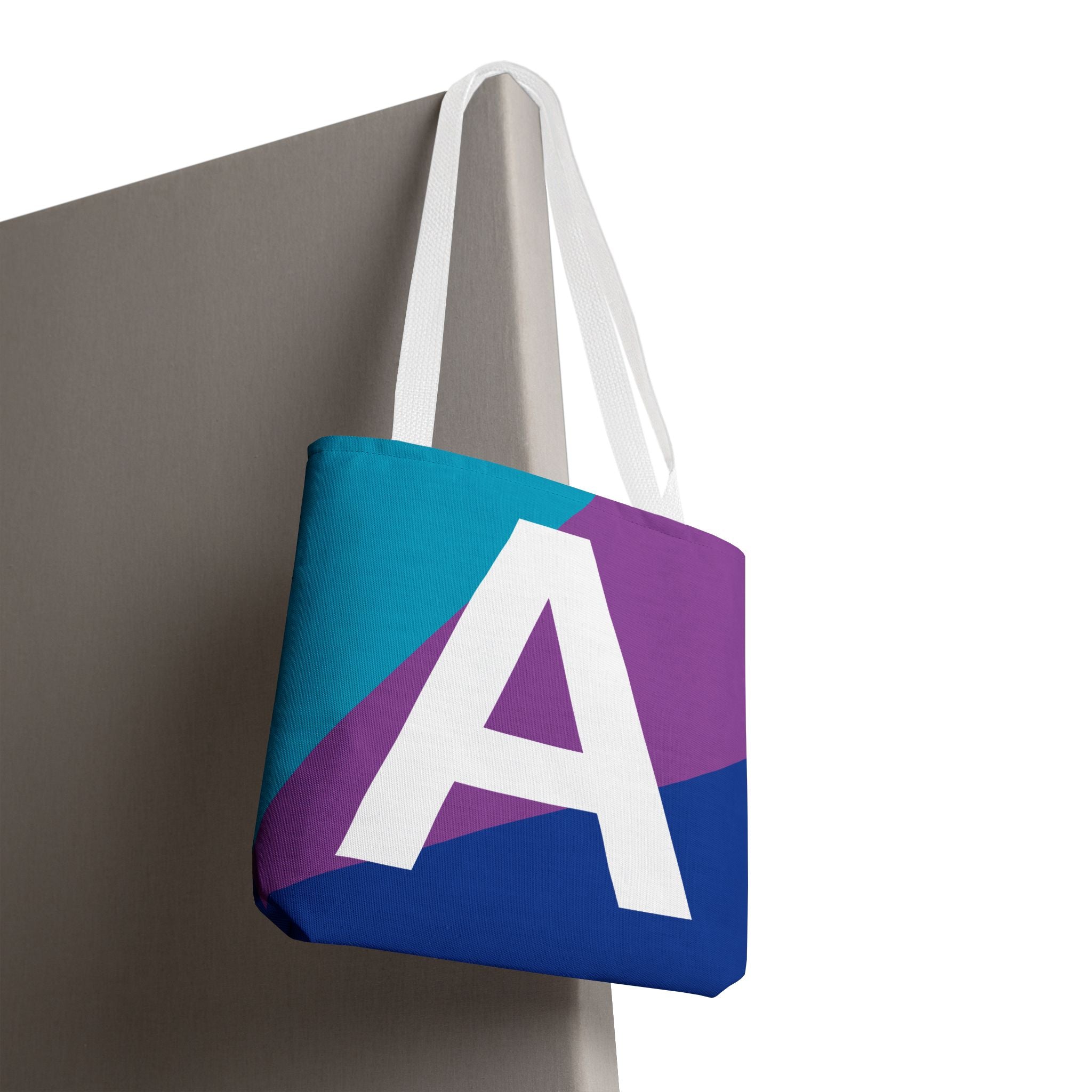 Monogram 'A' Colorblock Tote Bag — Personalized Initial A Shoulder Tote