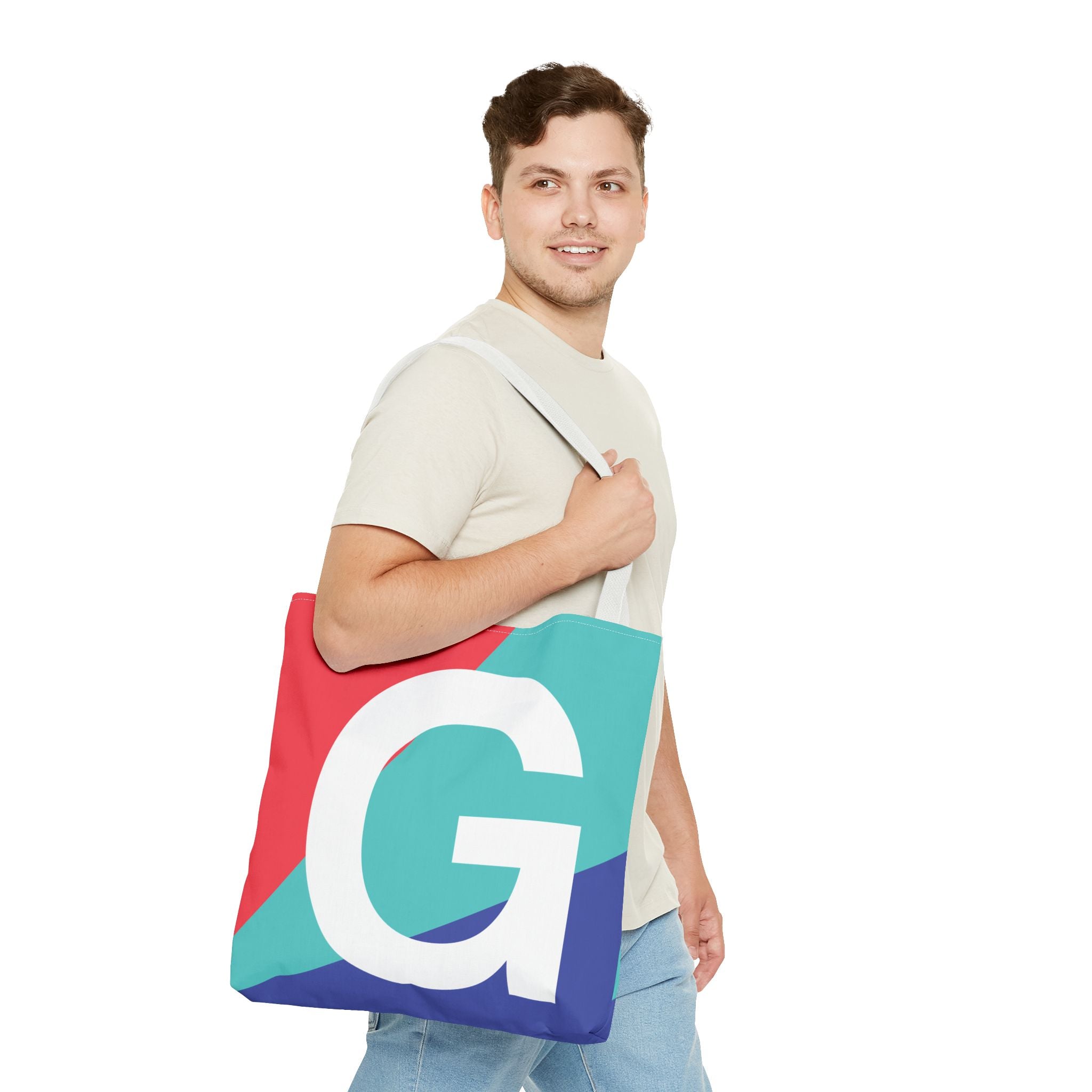 Monogram 'G' Colorblock Tote Bag — Personalized Initial G Shoulder Tote