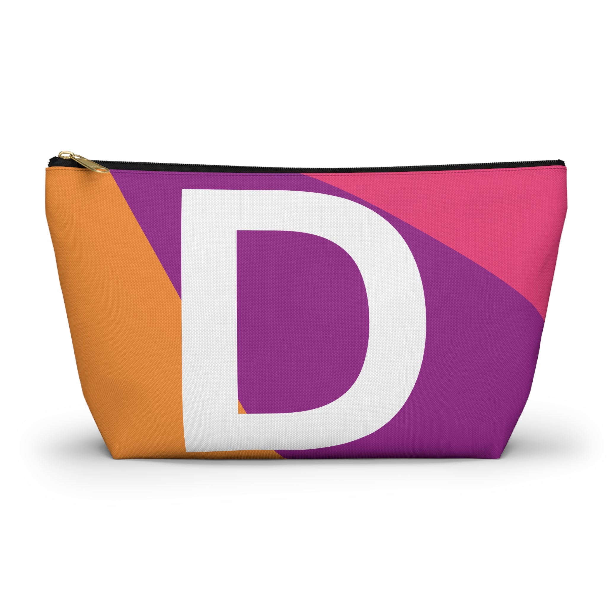 Initials Colorblock Accessory Pouch — Monogram D T-Bottom Cosmetic Bag