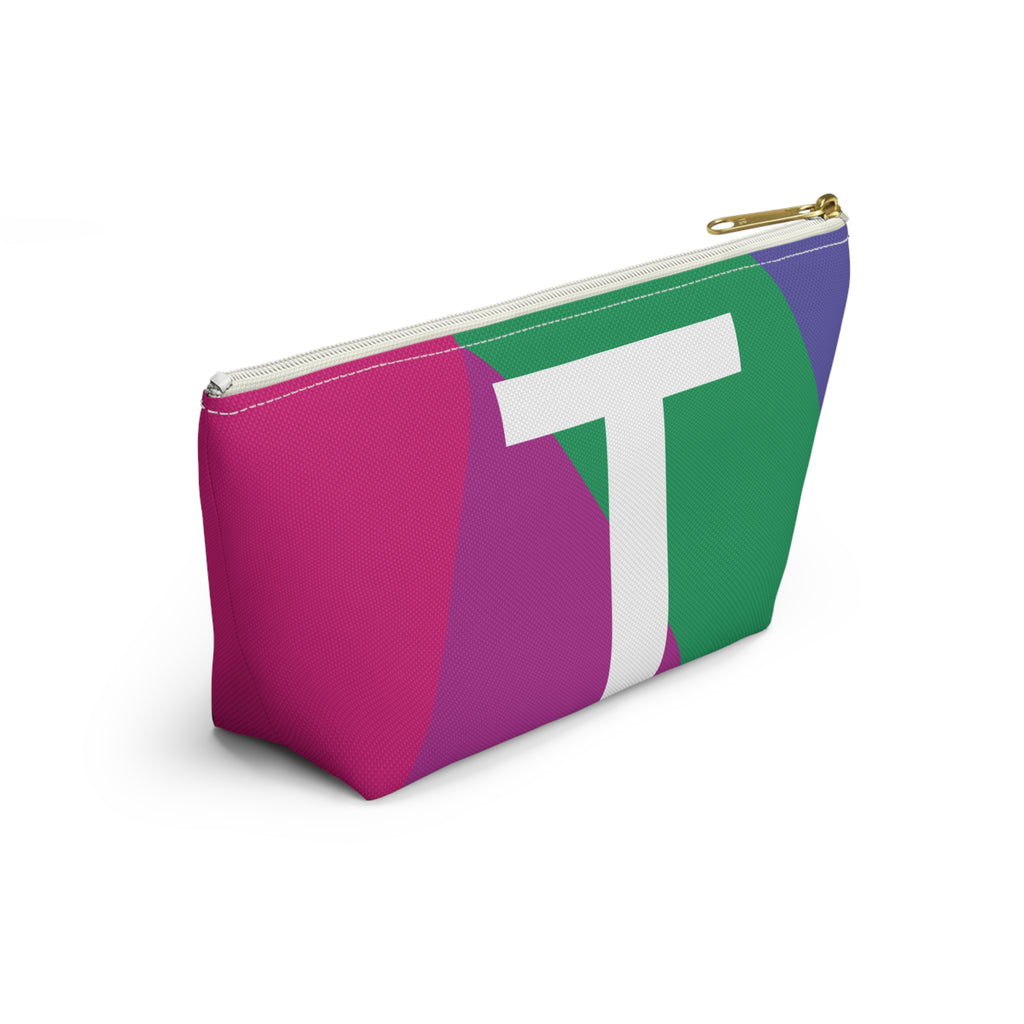 Initials Colorblock Accessory Pouch — Monogram T T-Bottom Cosmetic Bag