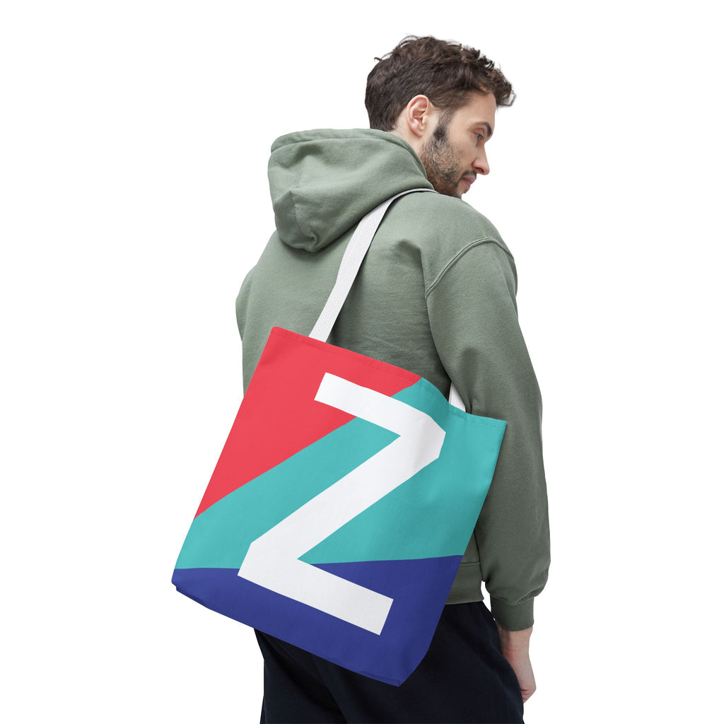Monogram 'Z' Colorblock Tote Bag — Personalized Initial Z Shoulder Tote