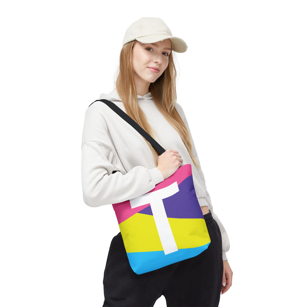 Monogram 'T' Colorblock Tote Bag — Personalized Initial T Shoulder Tote