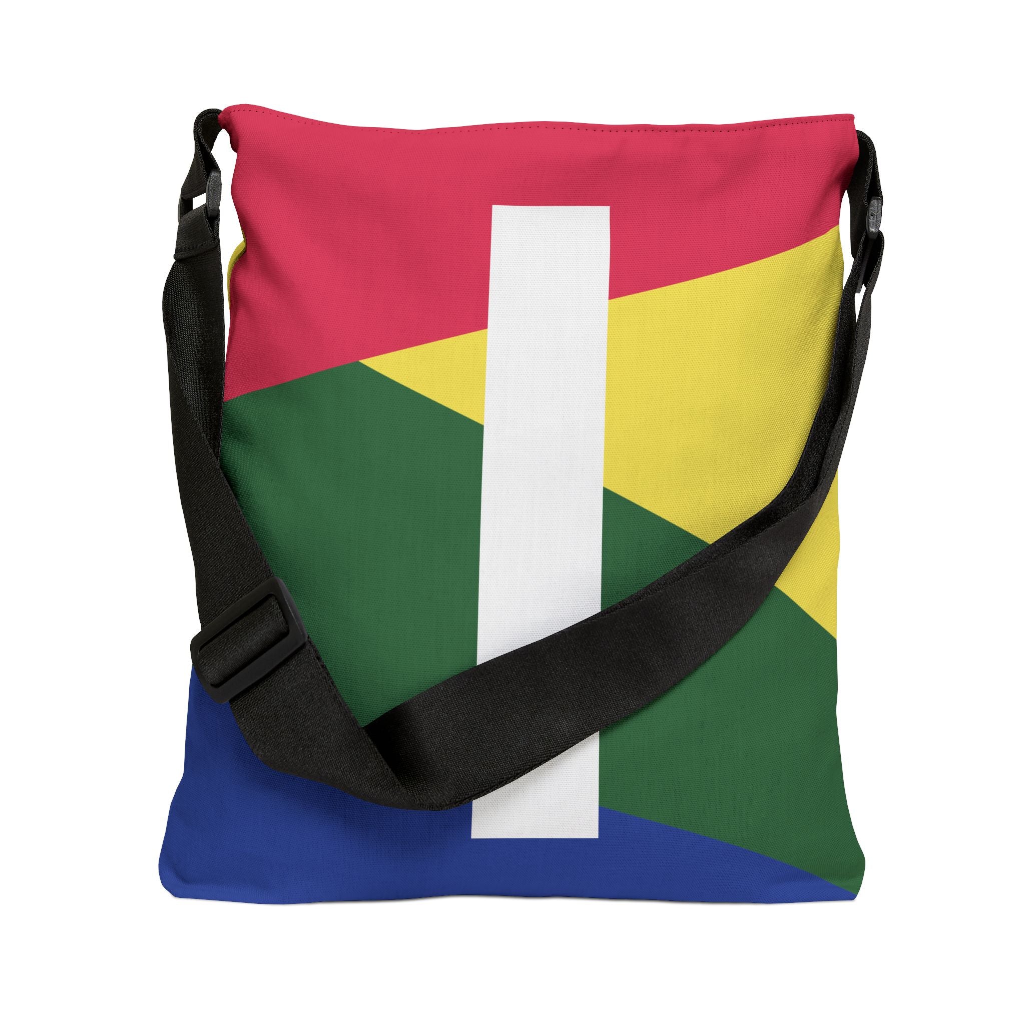 Initial Letter 'I' Colorblock Adjustable Tote Bag — Monogram Alphabet Shoulder Bag