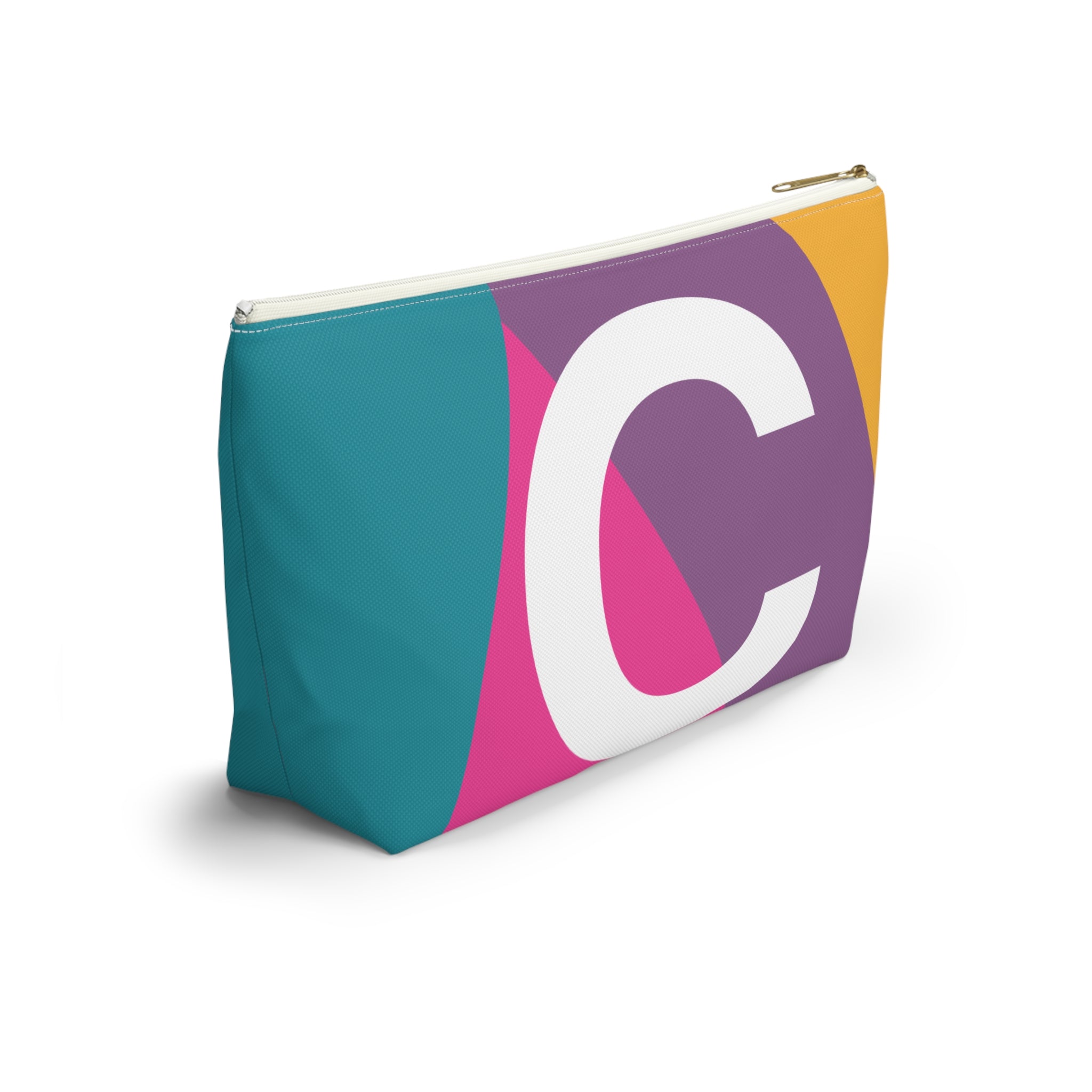 Initials Colorblock Accessory Pouch — Monogram C T-Bottom Cosmetic Bag