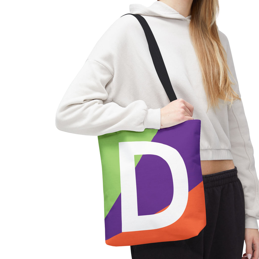 Monogram 'D' Colorblock Tote Bag — Personalized Initial D Shoulder Tote
