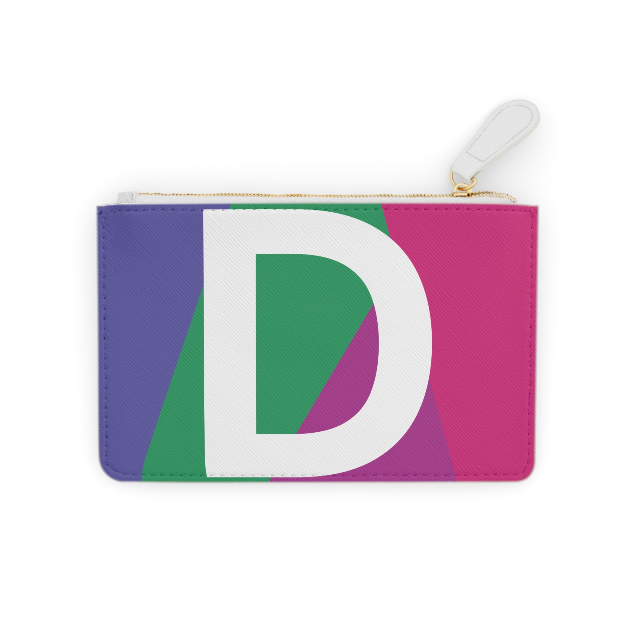 Intials D Mini Clutch — Colorblock Monogram Wristlet Wallet
