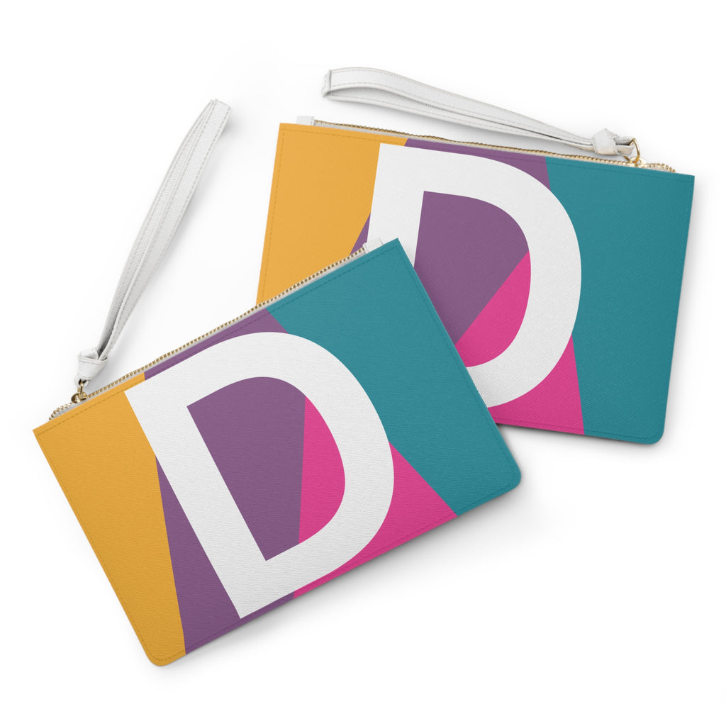 Monogram 'D' Colorblock Clutch Bag — Bold Geometric Wristlet for Everyday & Gifts