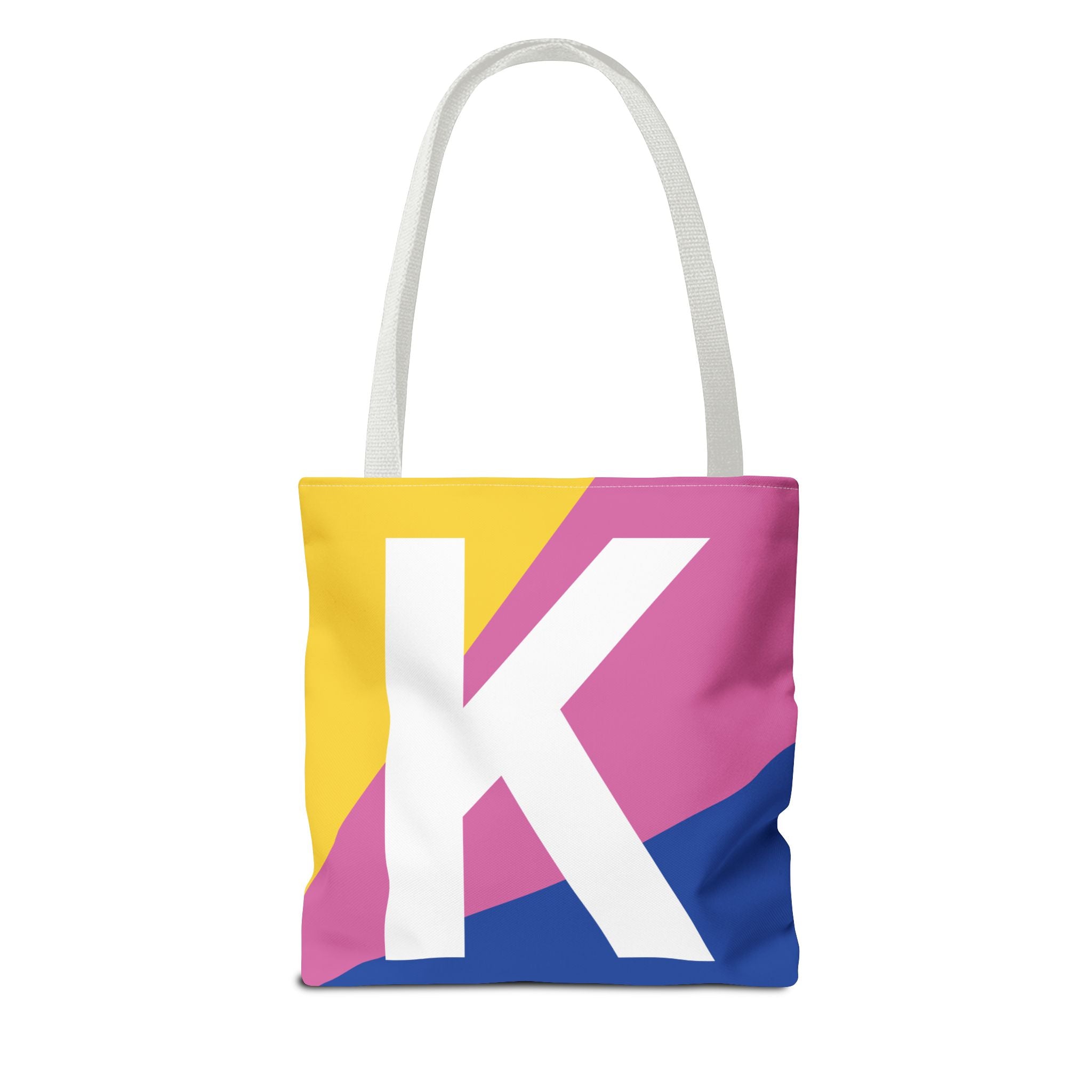 Monogram 'K' Colorblock Tote Bag — Personalized Initial K Shoulder Tote