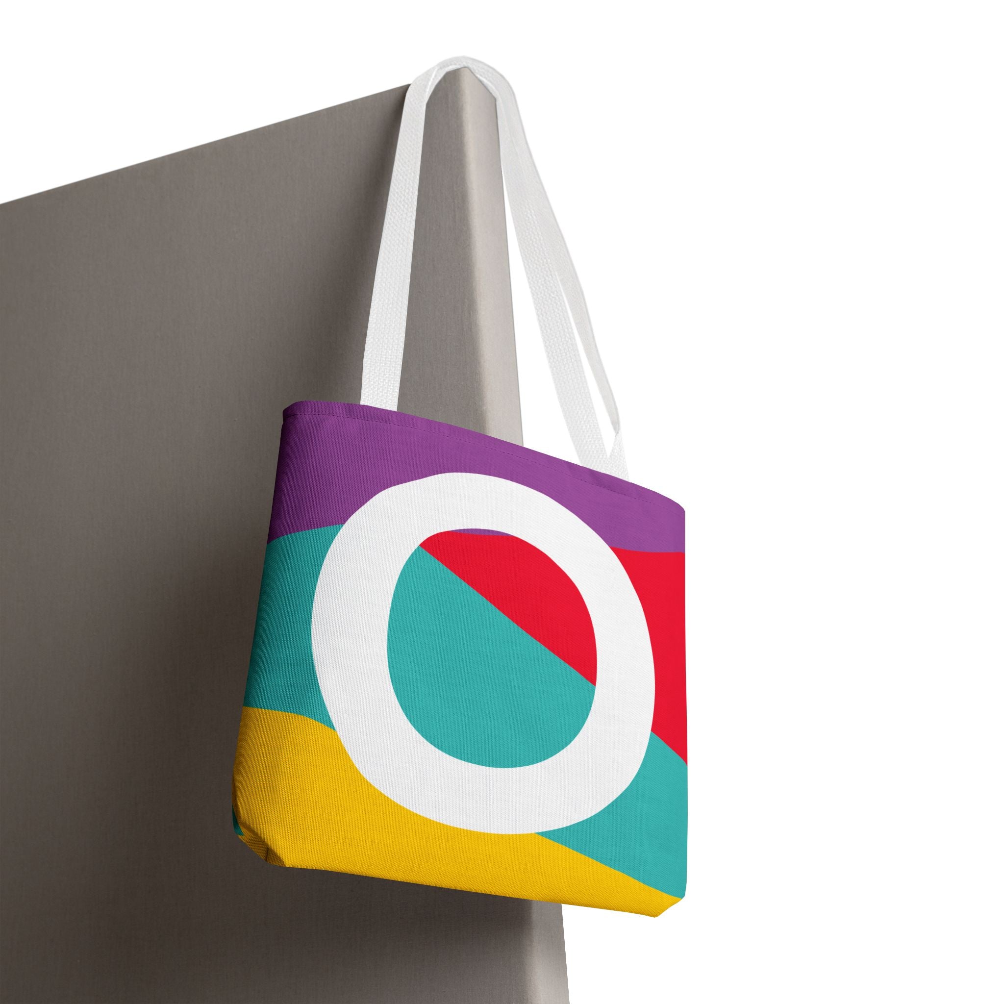 Monogram 'O' Colorblock Tote Bag — Personalized Initial O Shoulder Tote