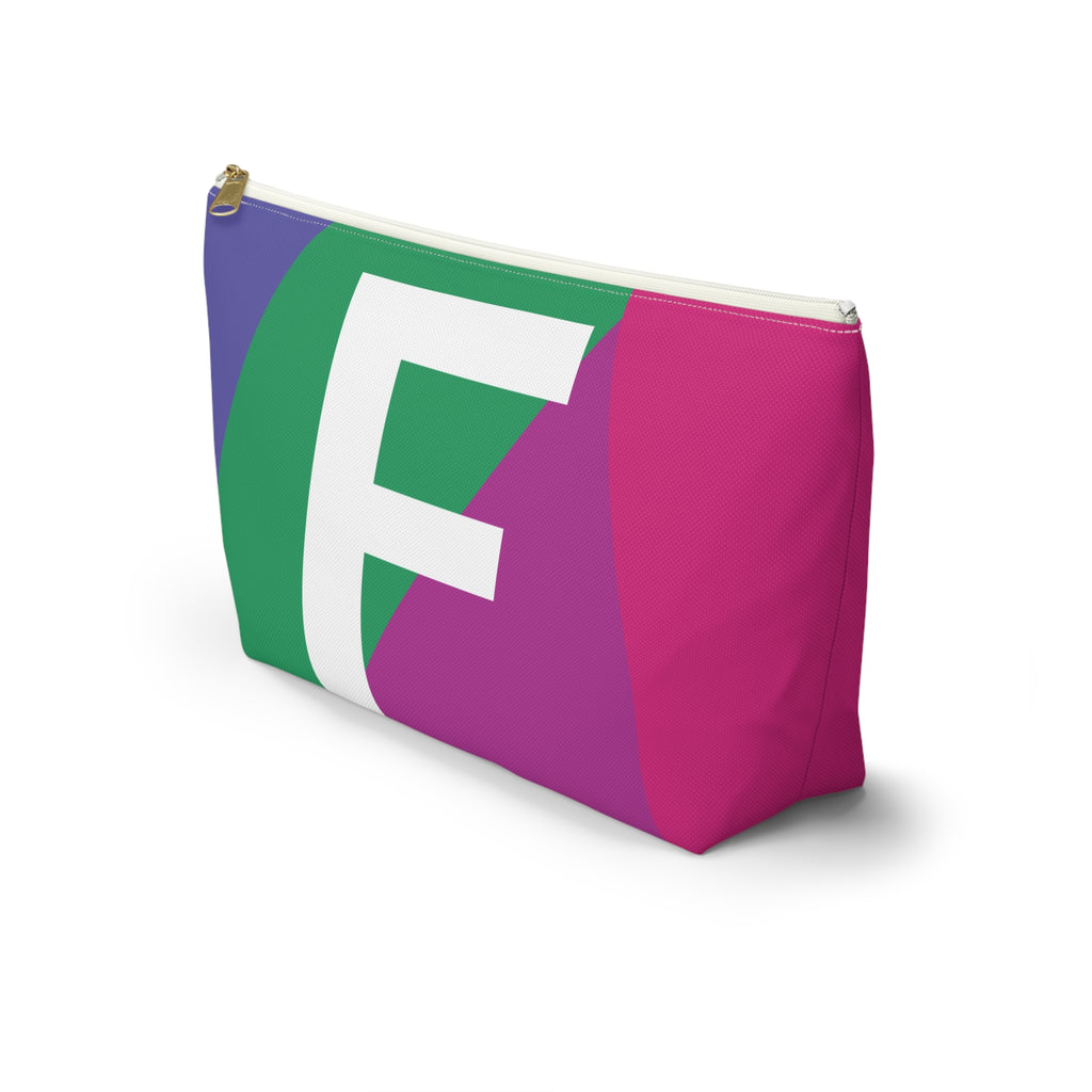 Initials Colorblock Accessory Pouch — Monogram F T-Bottom Cosmetic Bag