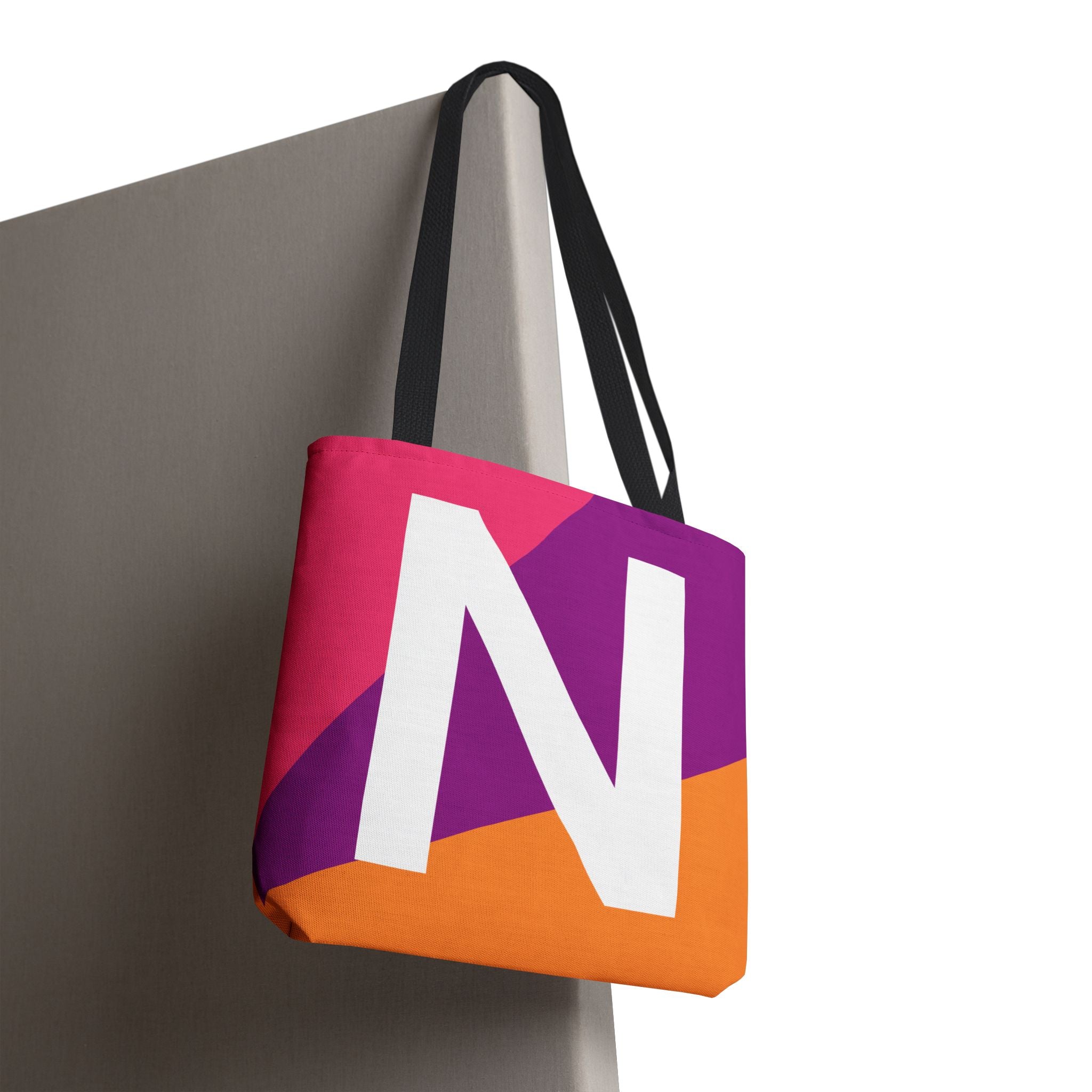 Monogram 'N' Colorblock Tote Bag — Personalized Initial N Shoulder Tote