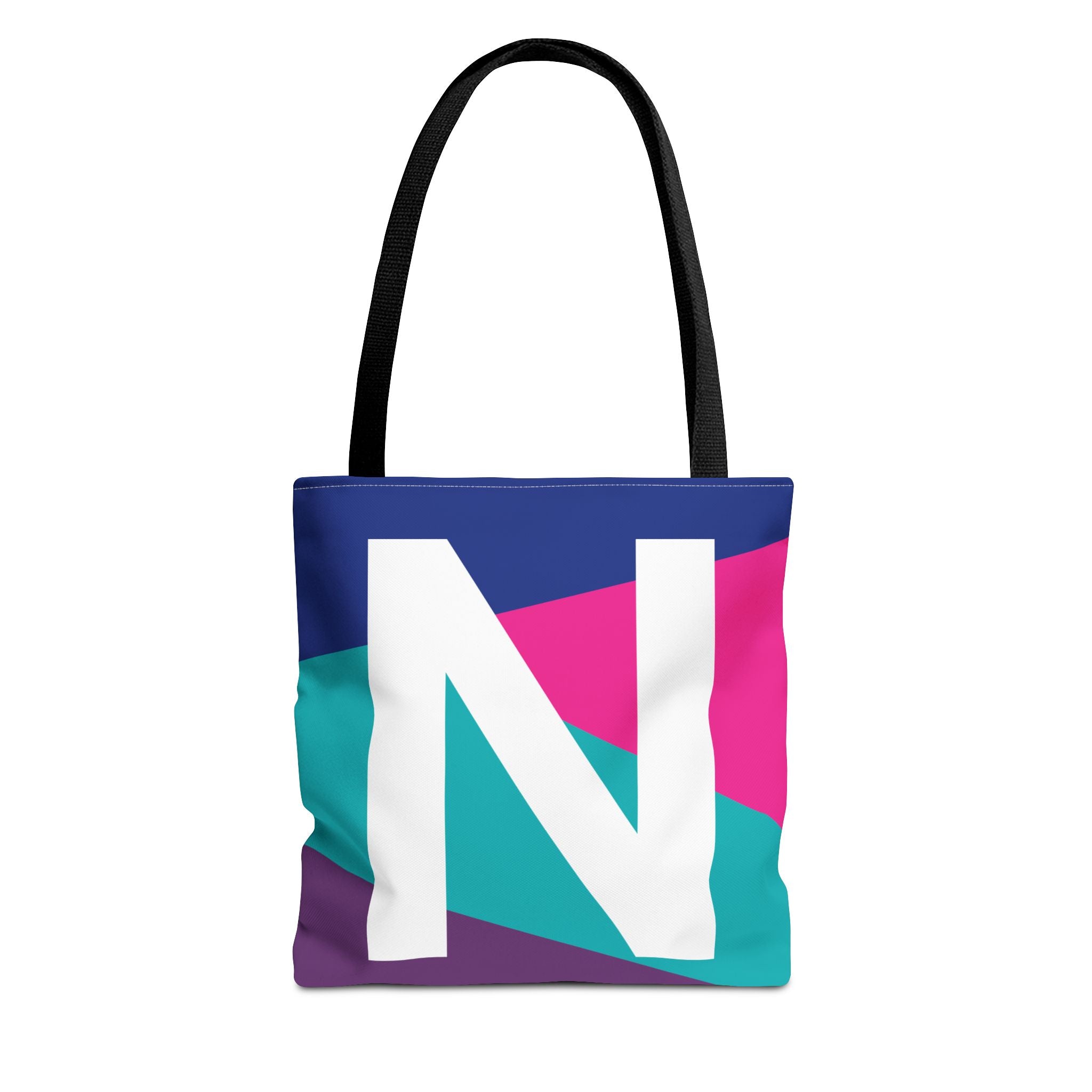 Monogram 'N' Colorblock Tote Bag — Personalized Initial N Shoulder Tote