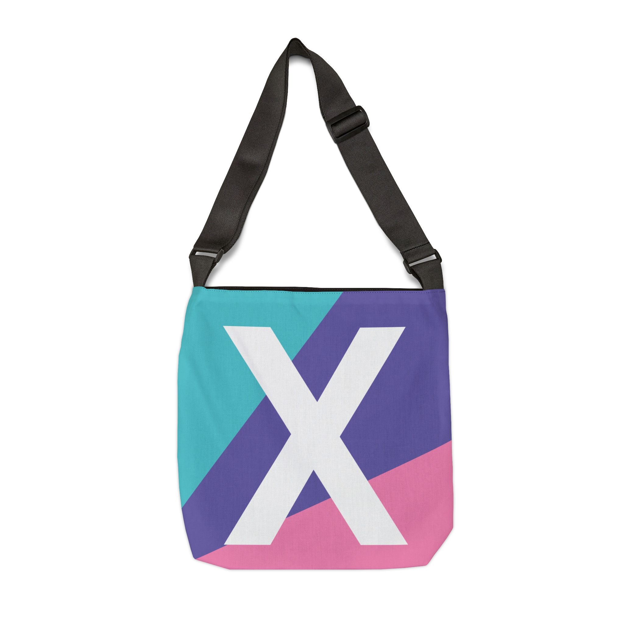 Initial Letter 'X' Colorblock Adjustable Tote Bag — Monogram Alphabet Shoulder Bag