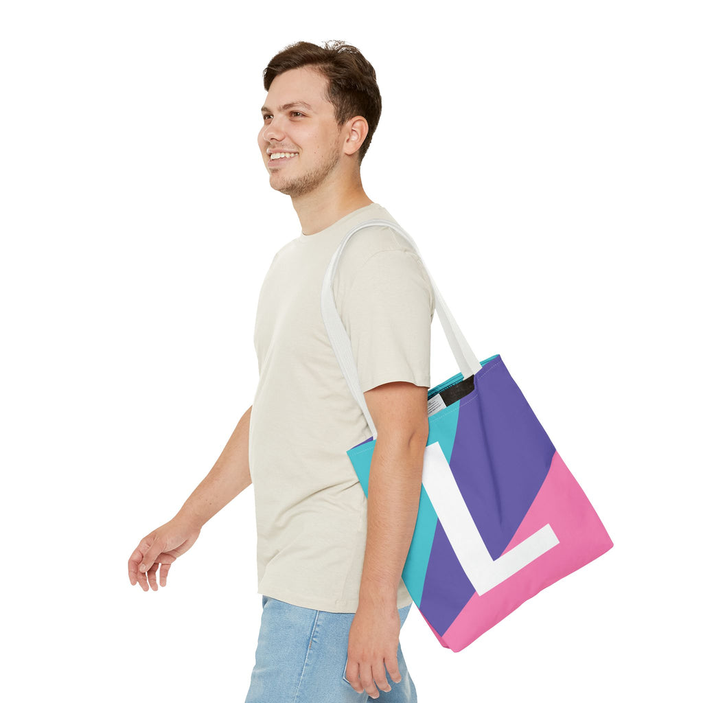 Monogram 'L' Colorblock Tote Bag — Personalized Initial L Shoulder Tote