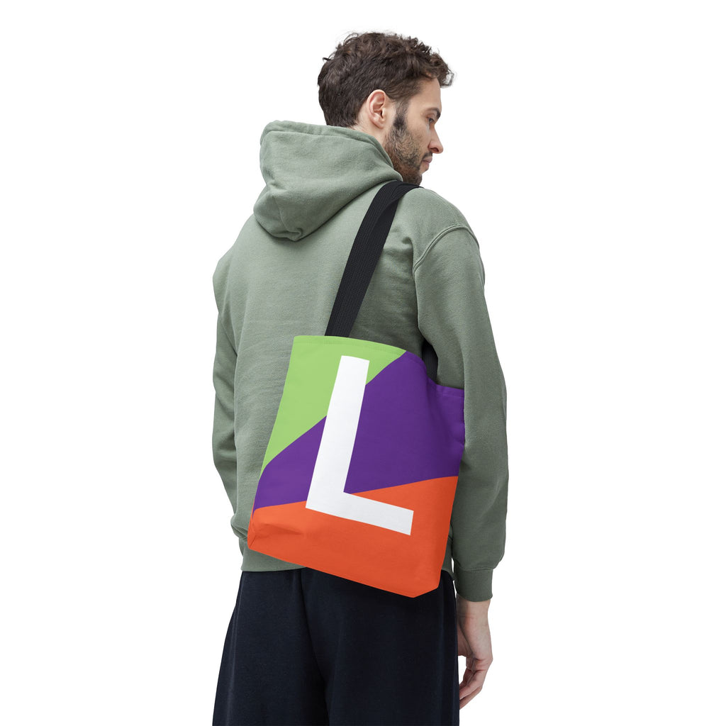 Monogram 'L' Colorblock Tote Bag — Personalized Initial L Shoulder Tote
