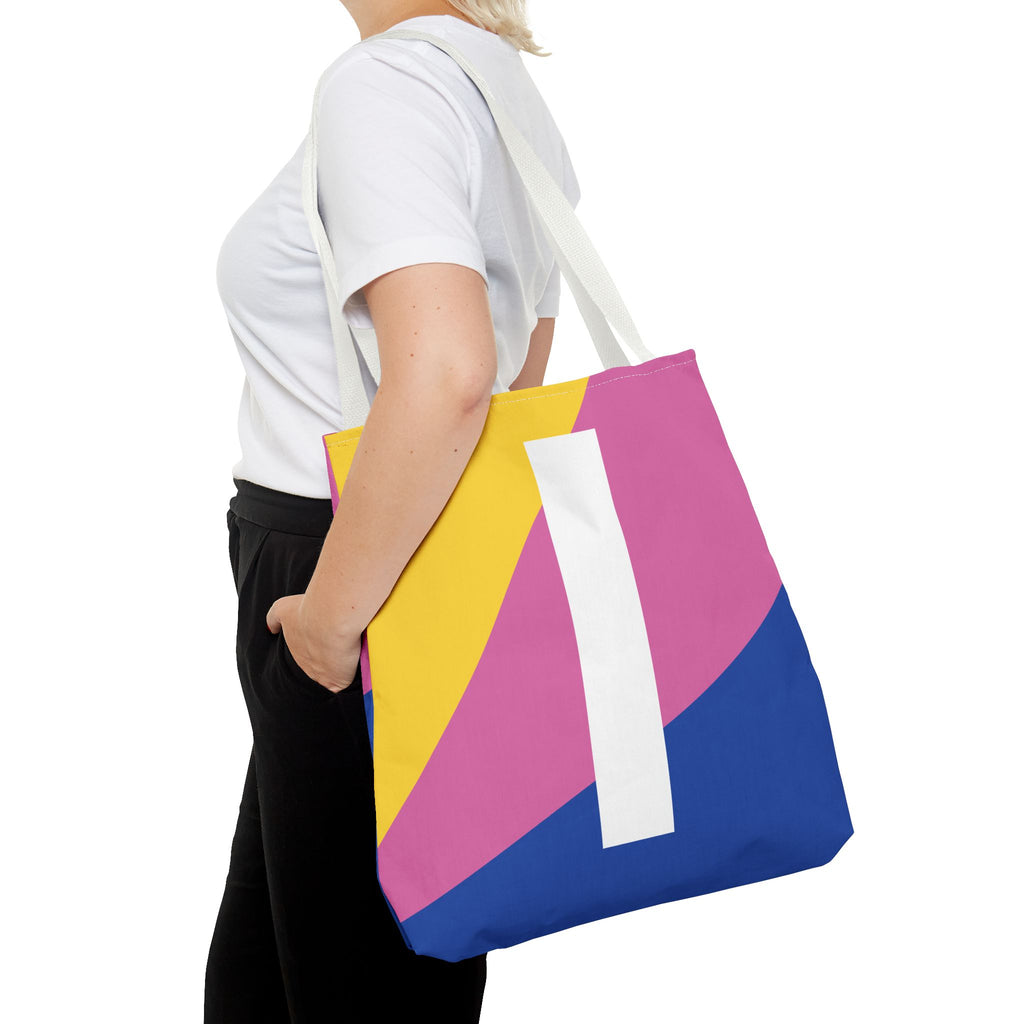 Monogram 'I' Colorblock Tote Bag — Personalized Initial I Shoulder Tote