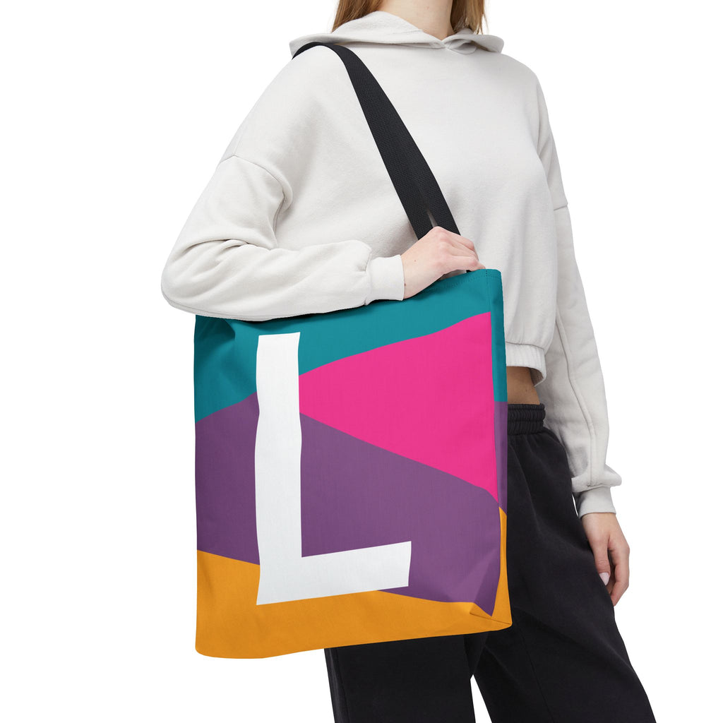 Monogram 'L' Colorblock Tote Bag — Personalized Initial L Shoulder Tote