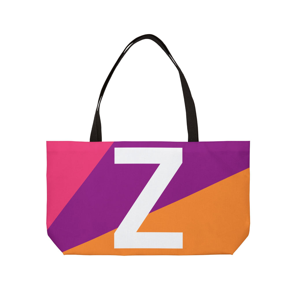 Personalized 'Z' Colorblock Tote Bag — Monogram Weekender Tote