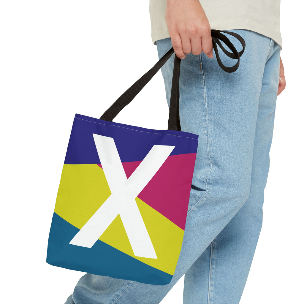 Monogram 'X' Colorblock Tote Bag — Personalized Initial X Shoulder Tote