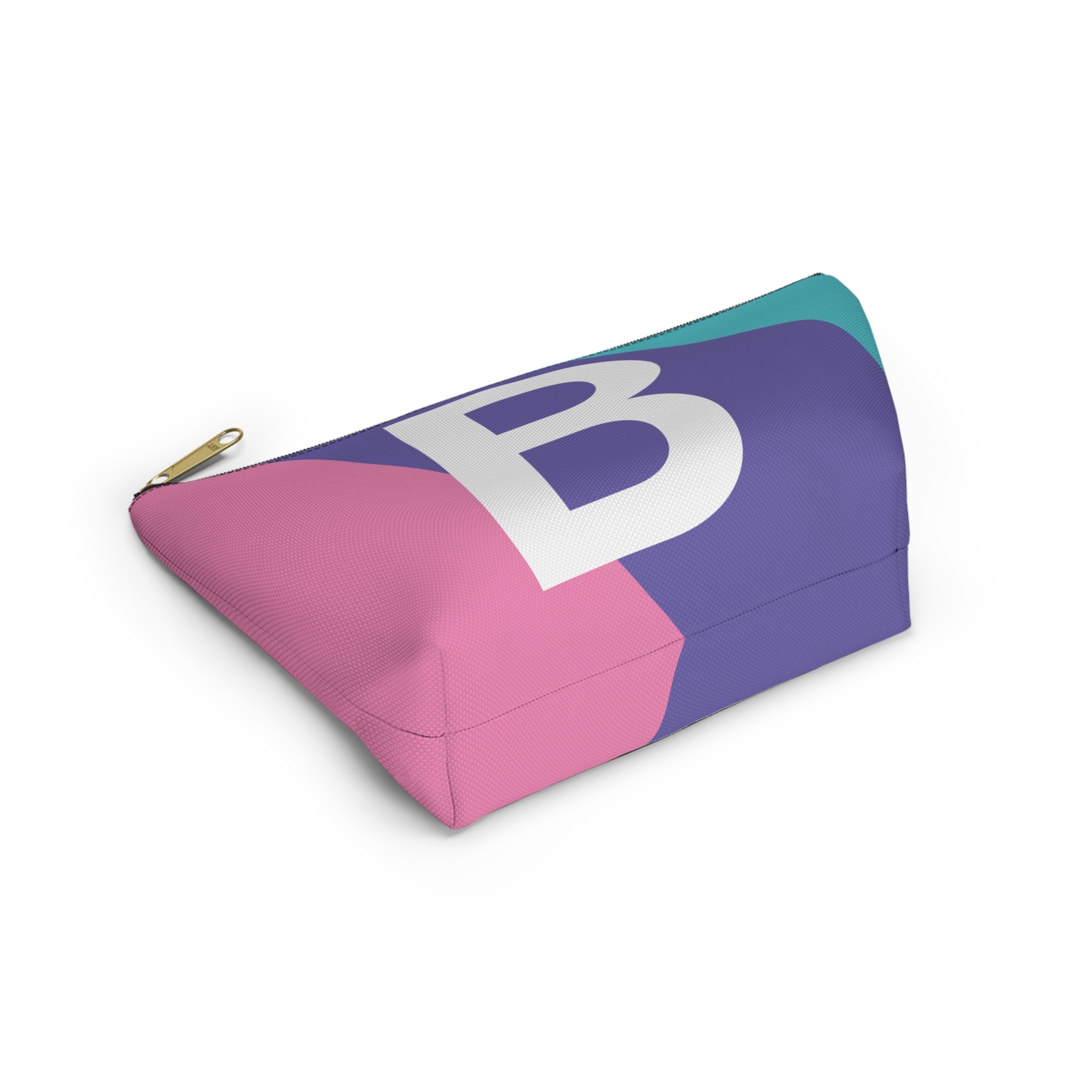 Initials Colorblock Accessory Pouch — Monogram B T-Bottom Cosmetic Bag