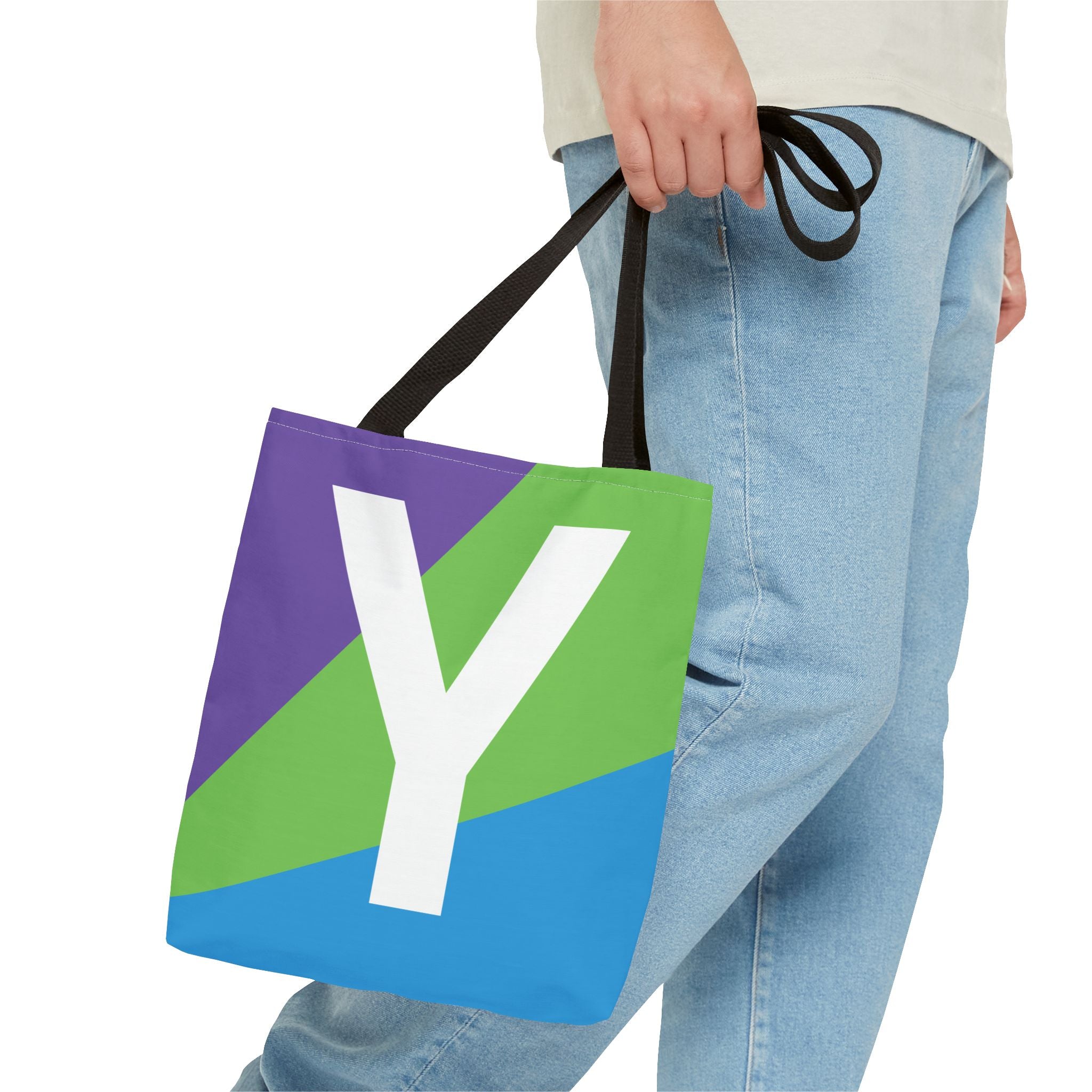 Monogram 'Y' Colorblock Tote Bag — Personalized Initial Y Shoulder Tote