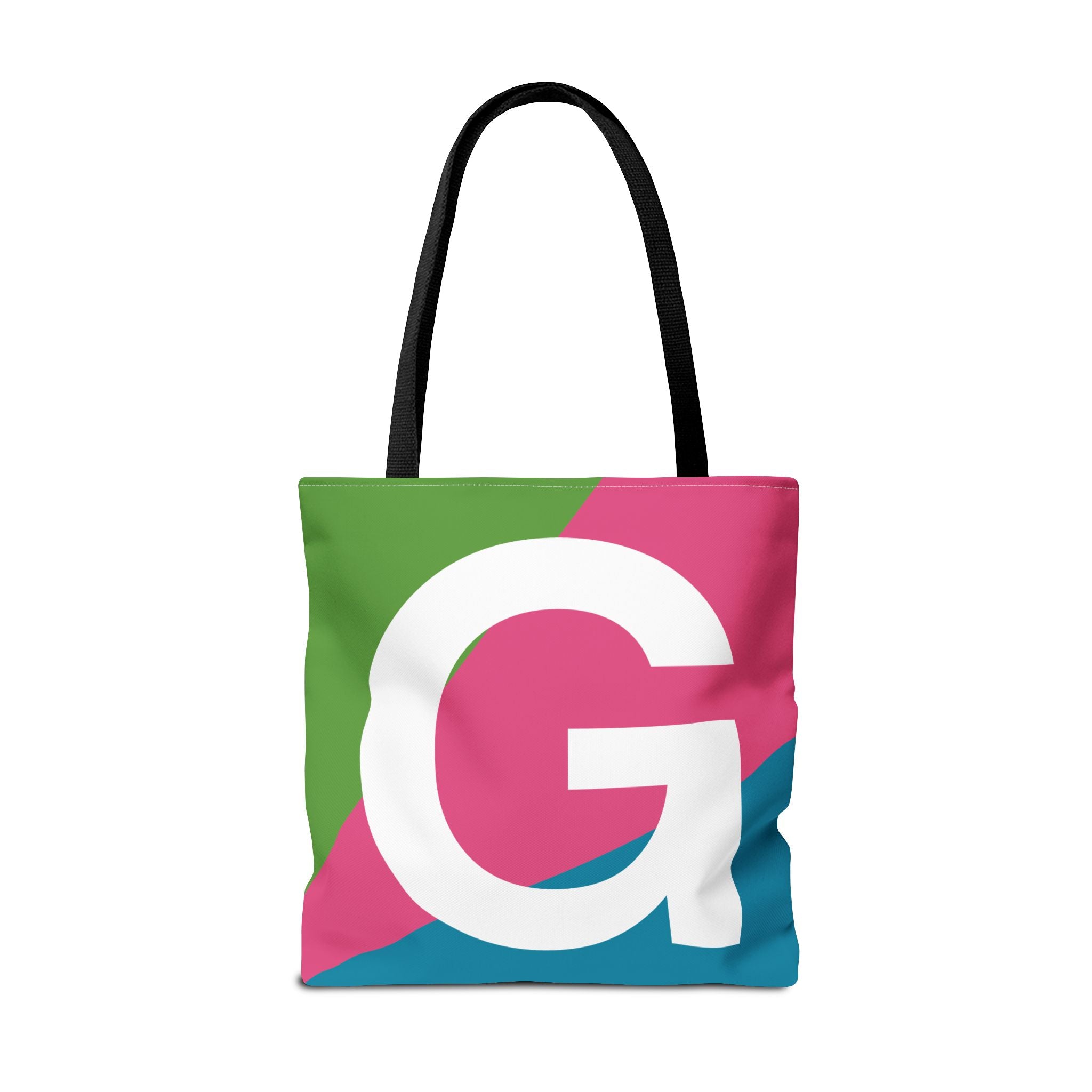 Monogram 'G' Colorblock Tote Bag — Personalized Initial G Shoulder Tote